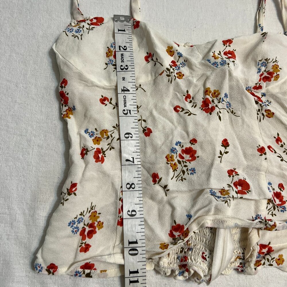 Reformation Floral Tie Strap Crop Top Women's Size 6 Cottagecore Corset Summer - Picture 7 of 7